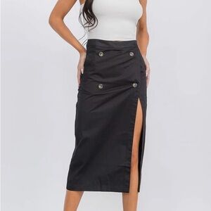 Elegant Black Button-Detail Skirt